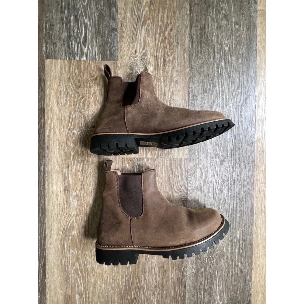 Line of Trade Chelsea‎ Boots Mens Size 8 Brown Leather Rugged Lug Sole Pull On